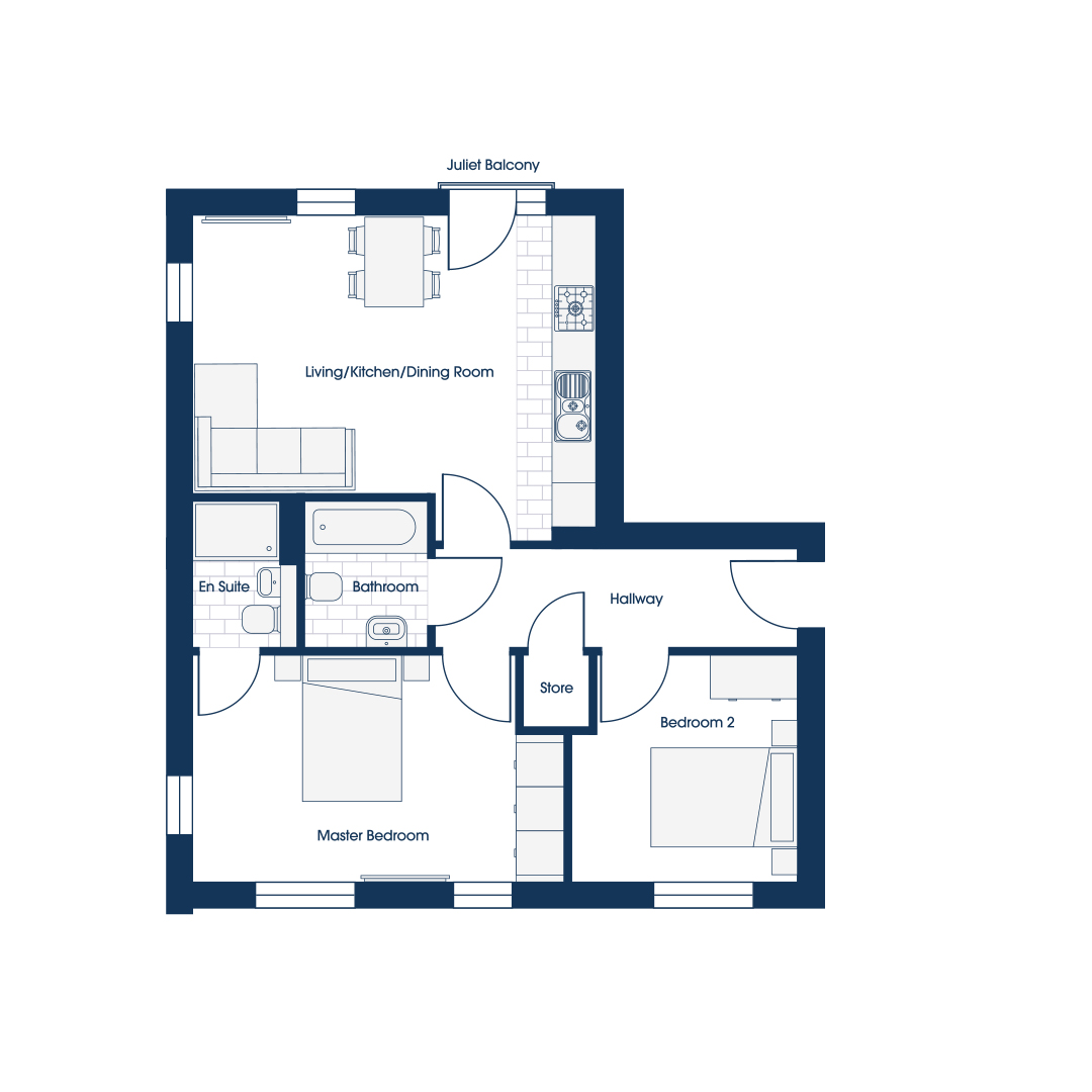 Plot 46, 49, 50, 53, 54, 29 apartment floor plan HOD